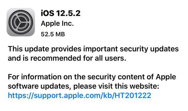 群英乡苹果手机维修分享iOS12.5.2发布，建议所有老苹果用户安装 